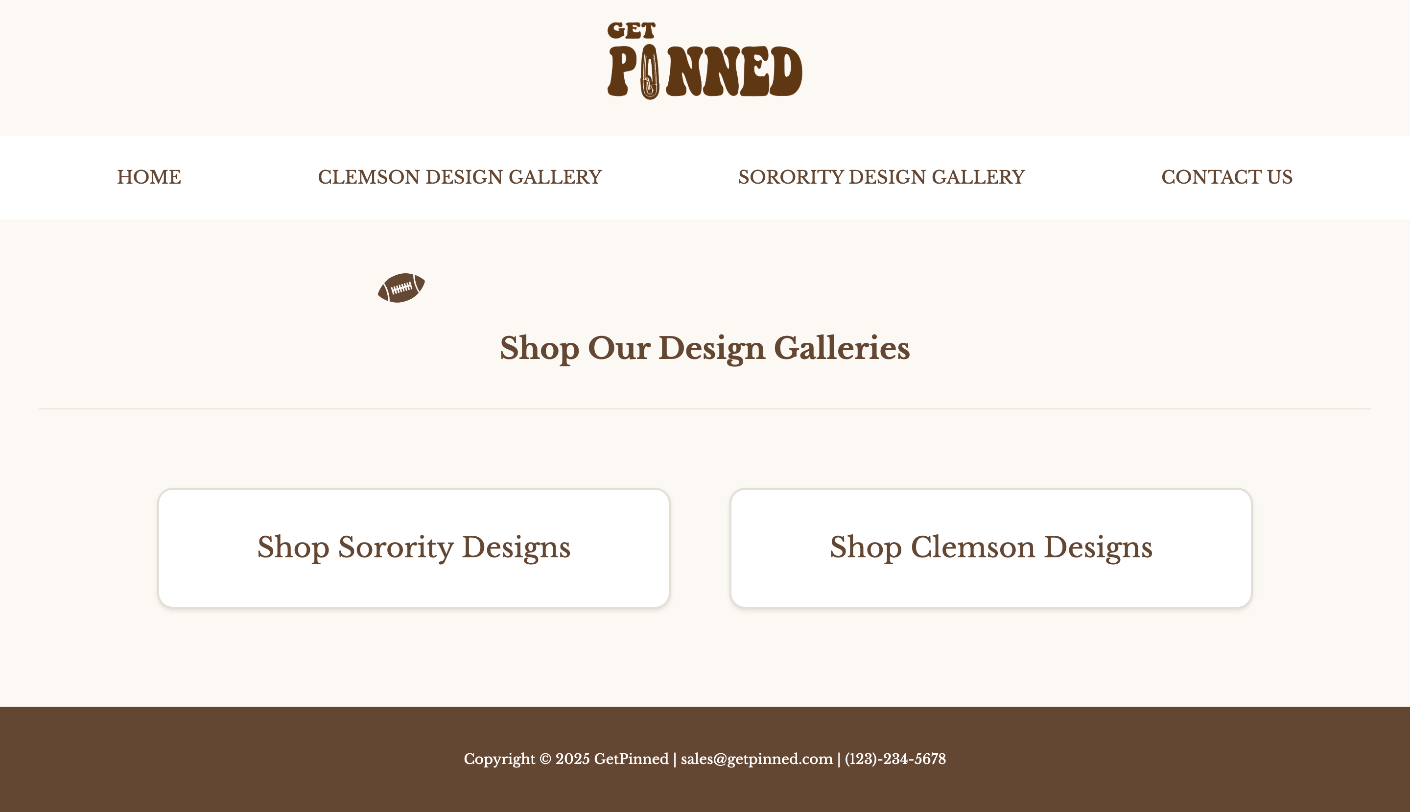 Client football pin website shop page