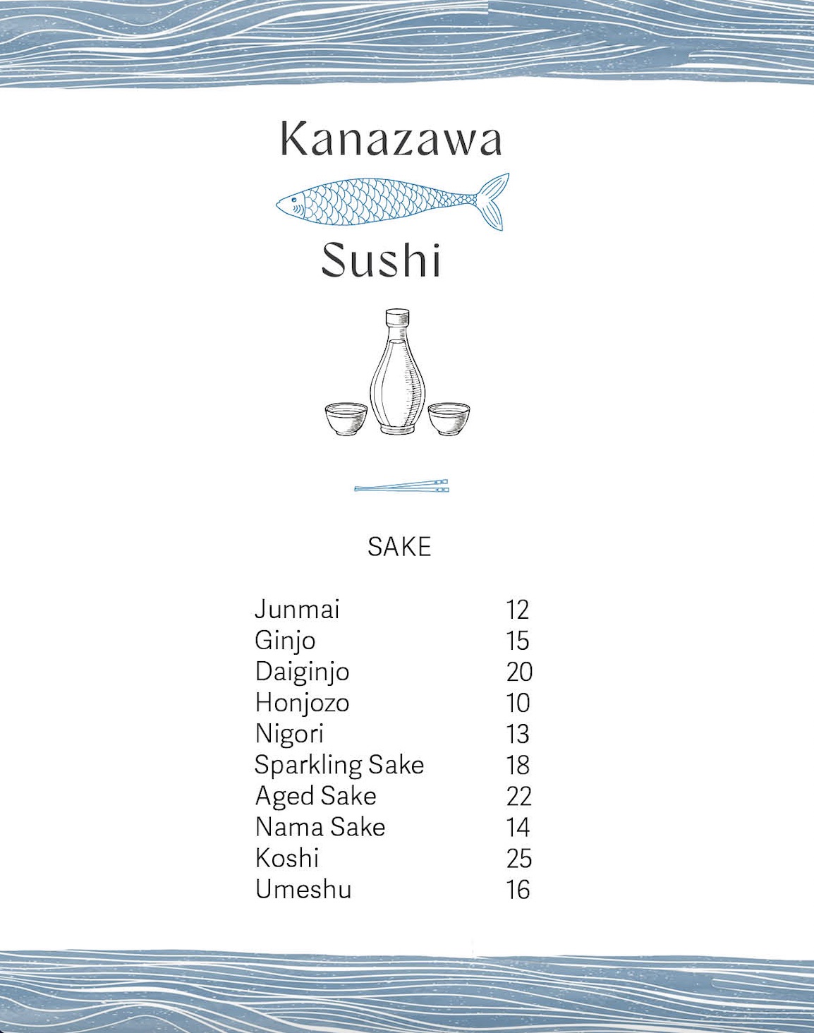 Fish themed menu for sushi restaurant